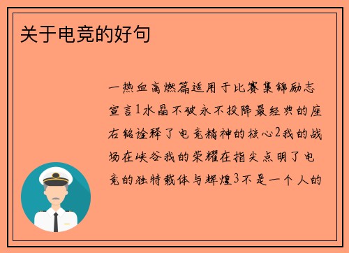 关于电竞的好句
